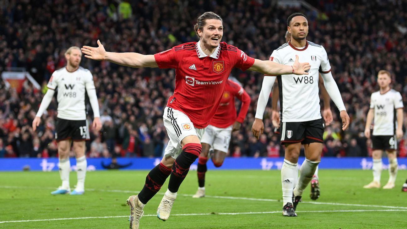 Man Utd beat 9-man Fulham in chaotic cup QF
