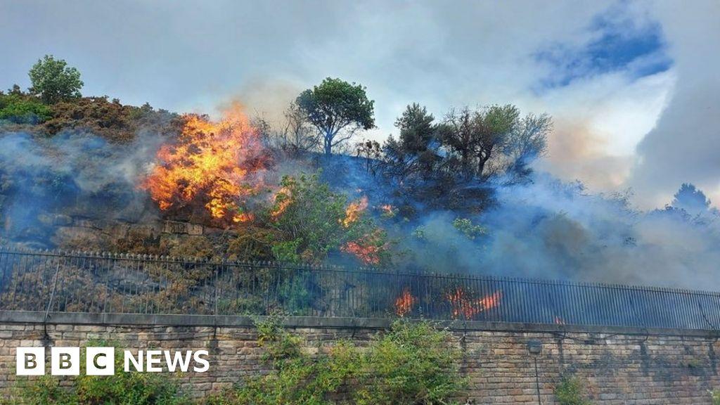 Firefighters tackle gorse blaze at Edinburgh's Calton Hill